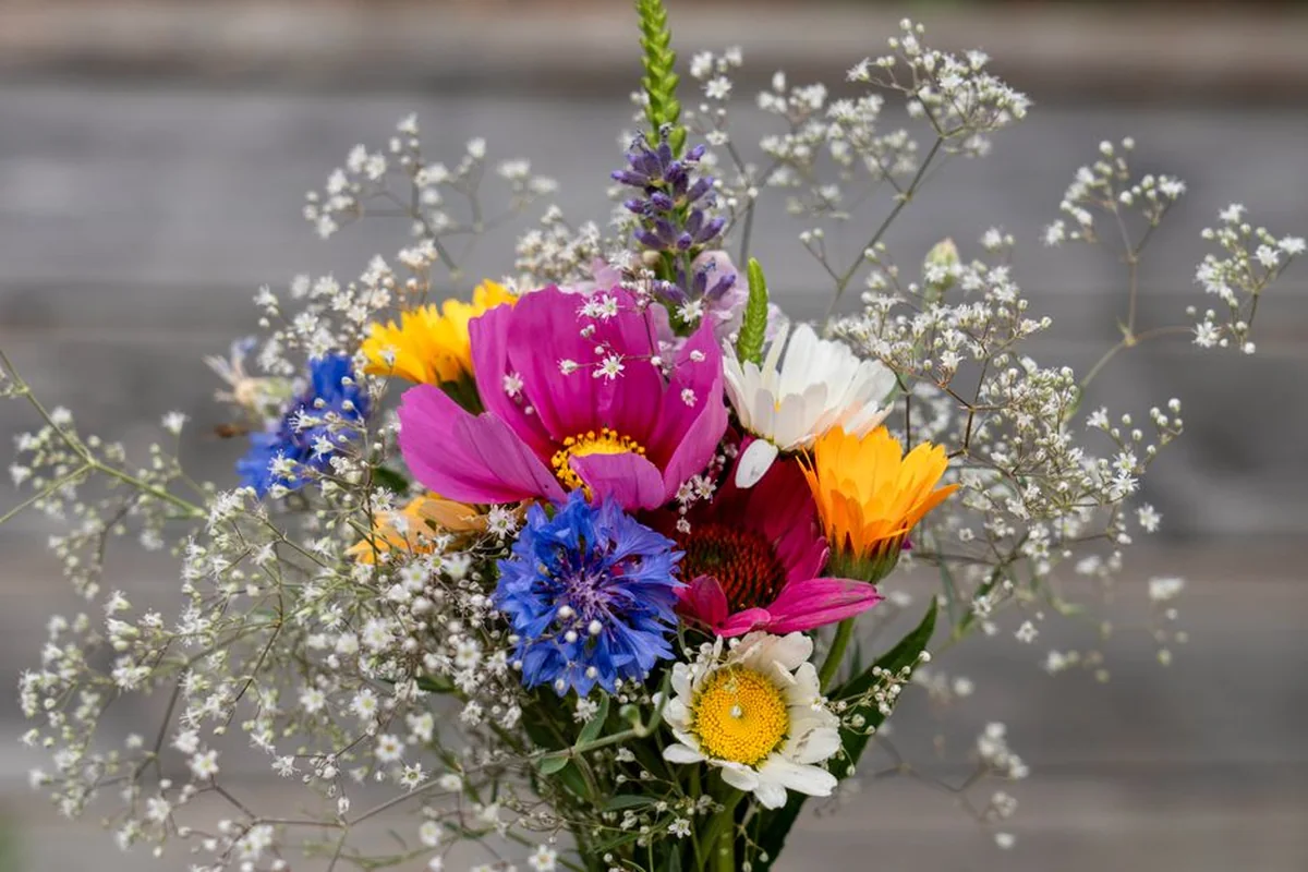 A bouquet made with seasonal garden flowers